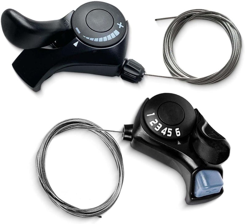 RainFlowwer Bike Gear Shifter, SL-TX30-6R Speed Shift Lever and Set, One Pair 3X6 Bike Thumb Gear Shifters for Mountaiity Road Folding Bicycle - Image 1